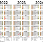 2022 2024 Three Year Calendar   Free Printable Pdf Templates | 2022 2023 2024 Calendar Printable