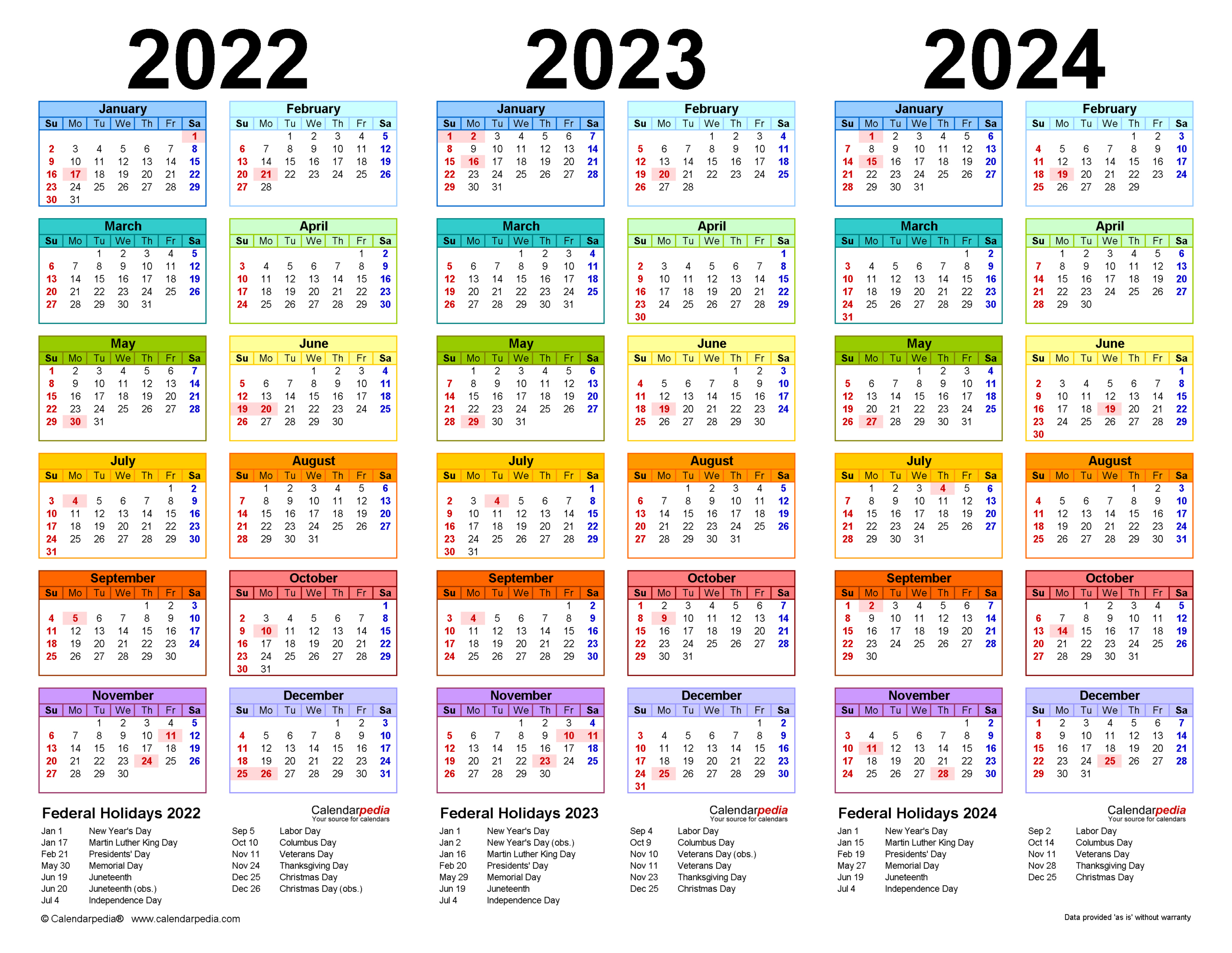 2022-2024 Three Year Calendar - Free Printable Pdf Templates | 2022 2023 2024 Calendar Printable