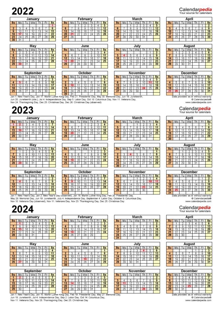 3 Year Calendar 2021 to 2024 Printable | Calendar 2024 | Printable ...