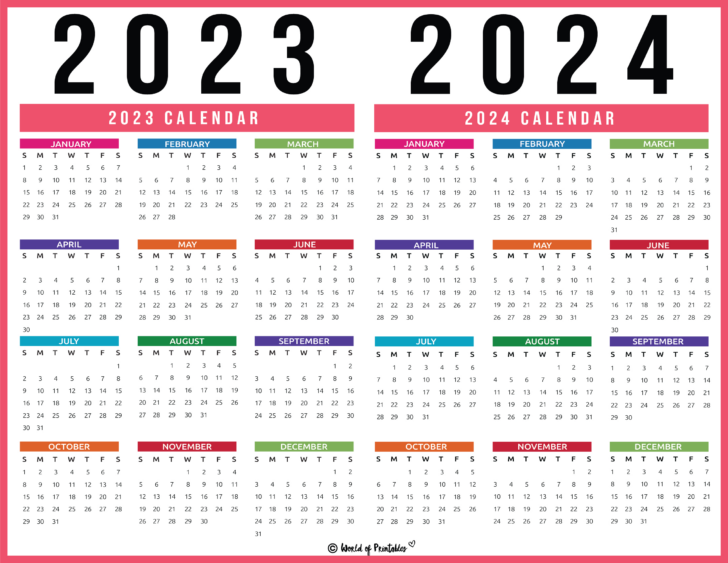 2023 and 2024 Calendar with Holidays Printable | Calendar 2024