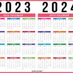 2023 2024 Calendar Free Printables   World Of Printables | 2023 Calendar 2024 Printable PDF Free