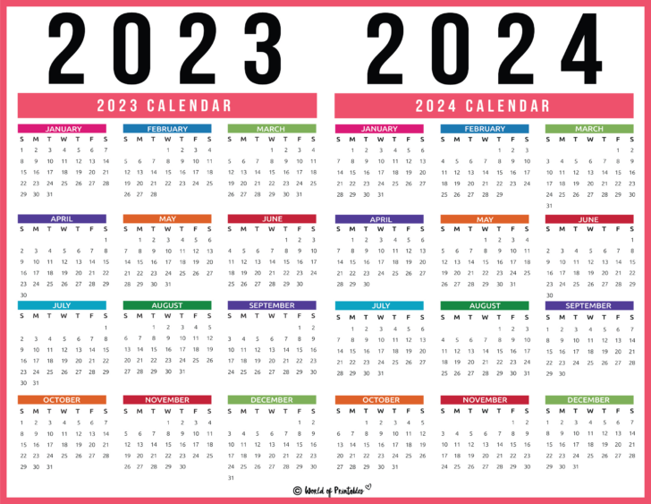 2023 Calendar 2024 Printable PDF Free | Calendar 2024
