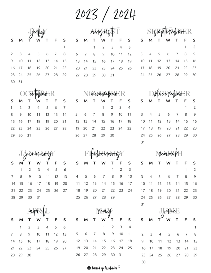 Free Printable 2023 2024 Calendar | Calendar 2024