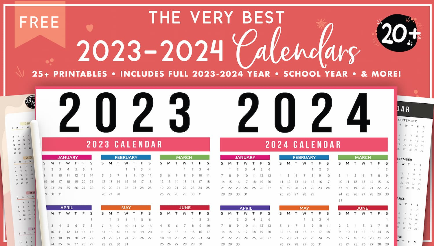 2023 2024 Calendar Free Printables - World Of Printables | Free Printable 2023 2024 Calendar Template