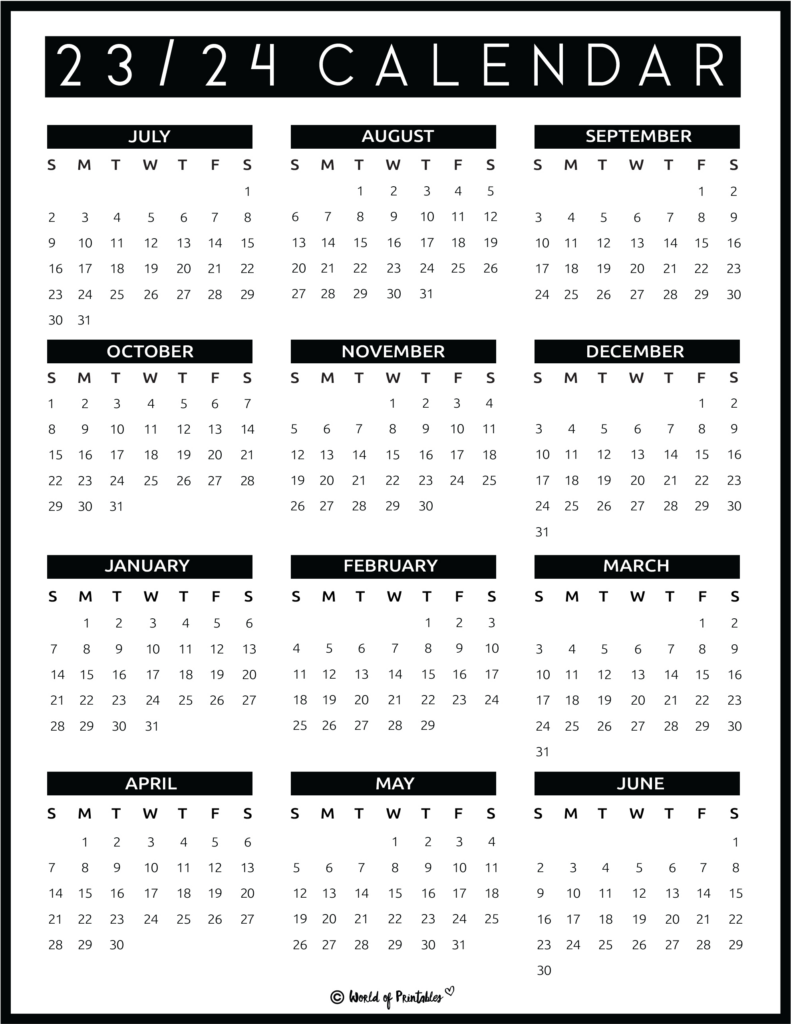 Free Printable 2023 and 2024 Academic Calendar Template Calendar 2024