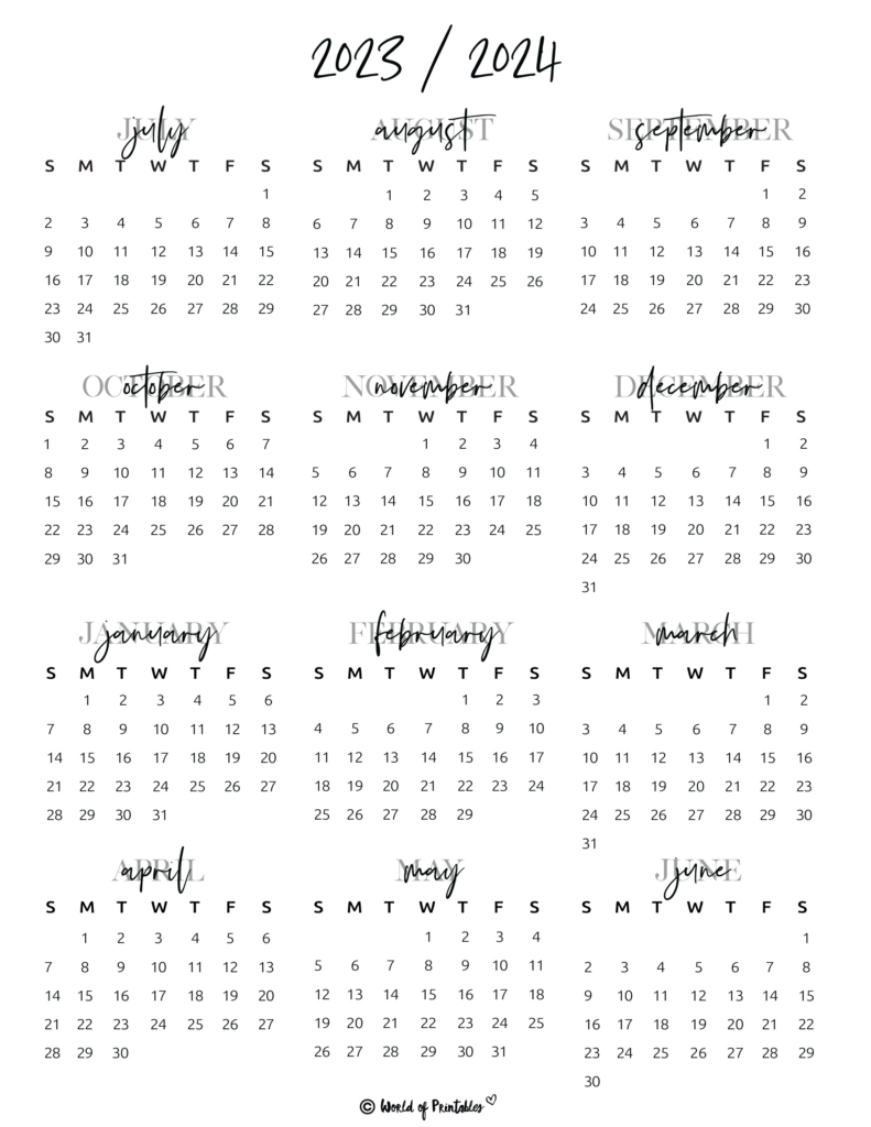 Free Printable Calendar For 2023 and 2024 | Calendar 2024 | Printable ...