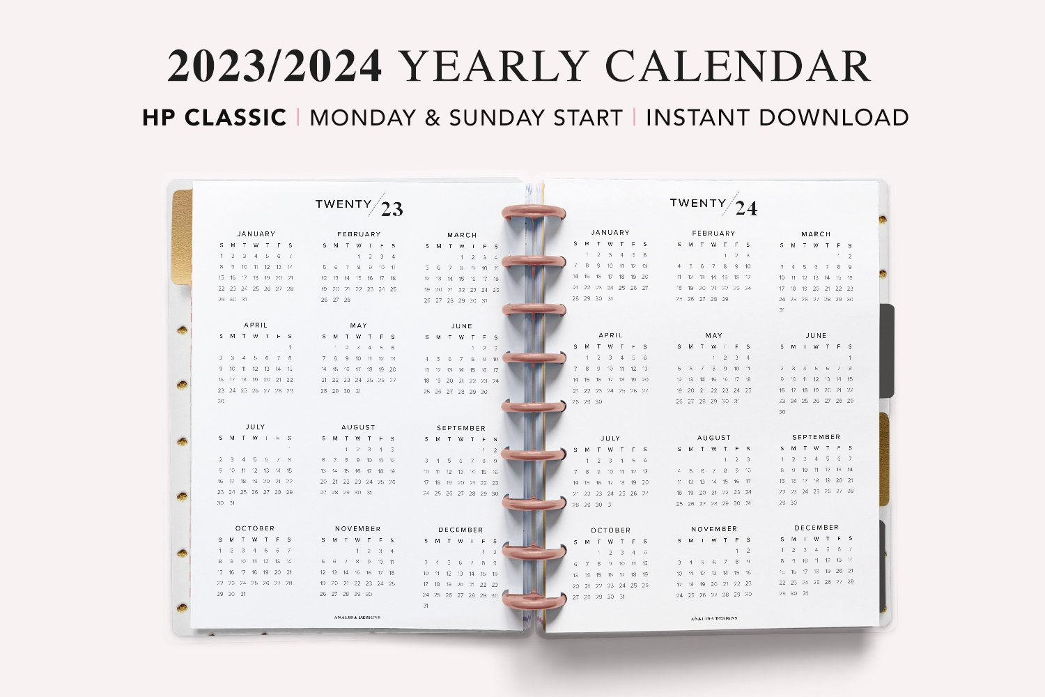 2023-2024 Calendar Happy Planner Classic Printable Pdf |  Calendar 2024