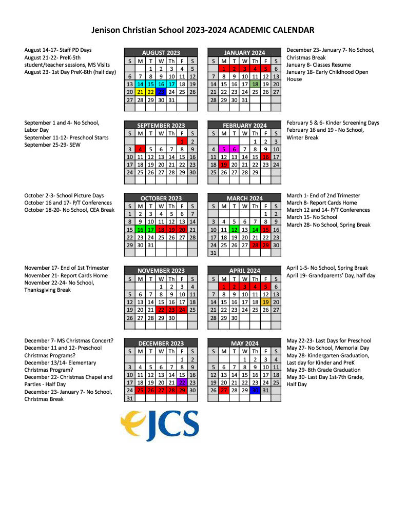 Jenison School Calendar 2023 2024 Printable Calendar 2024 Printable