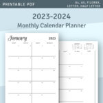 2023 2024 Monthly Calendar Printable Template Download   Etsy Uk | 2023 And 2024 Calendar Planner Printable