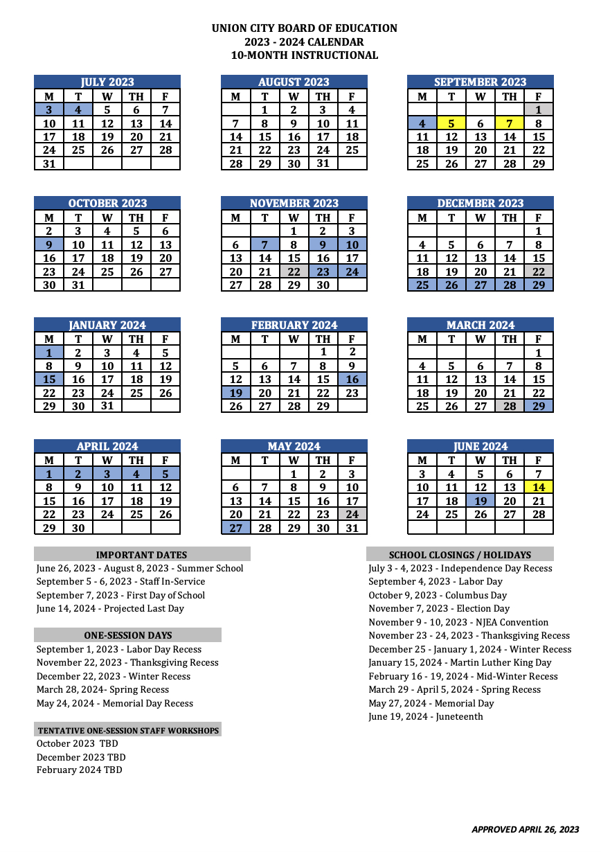 2023-2024 School Calendar (10 Month Instructional) – Calendar | Nyc School Calendar 2023 to 2024 PDF Printable