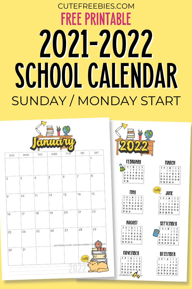 2023 2024 School Calendar Free Printable - Cute Freebies For You | Free Printable 2023 2024 School Calendar