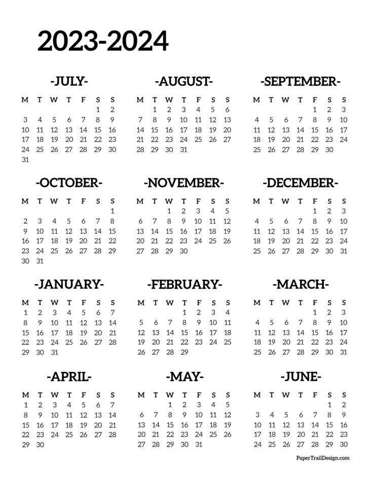 Calendar July 2023 to June 2024 Printable | Calendar 2024