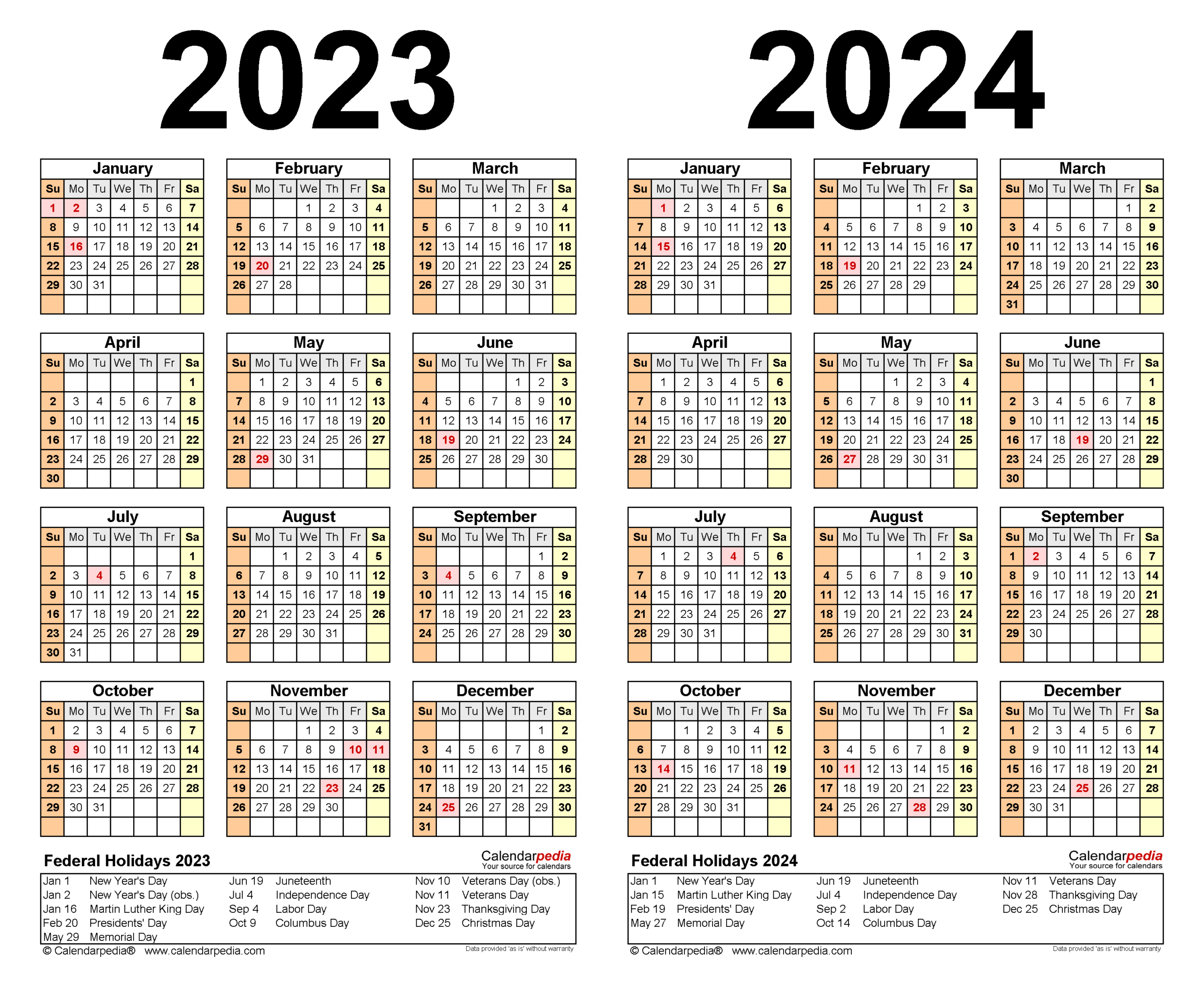 2023-2024 Two Year Calendar - Free Printable Excel Templates |  Calendar 2024