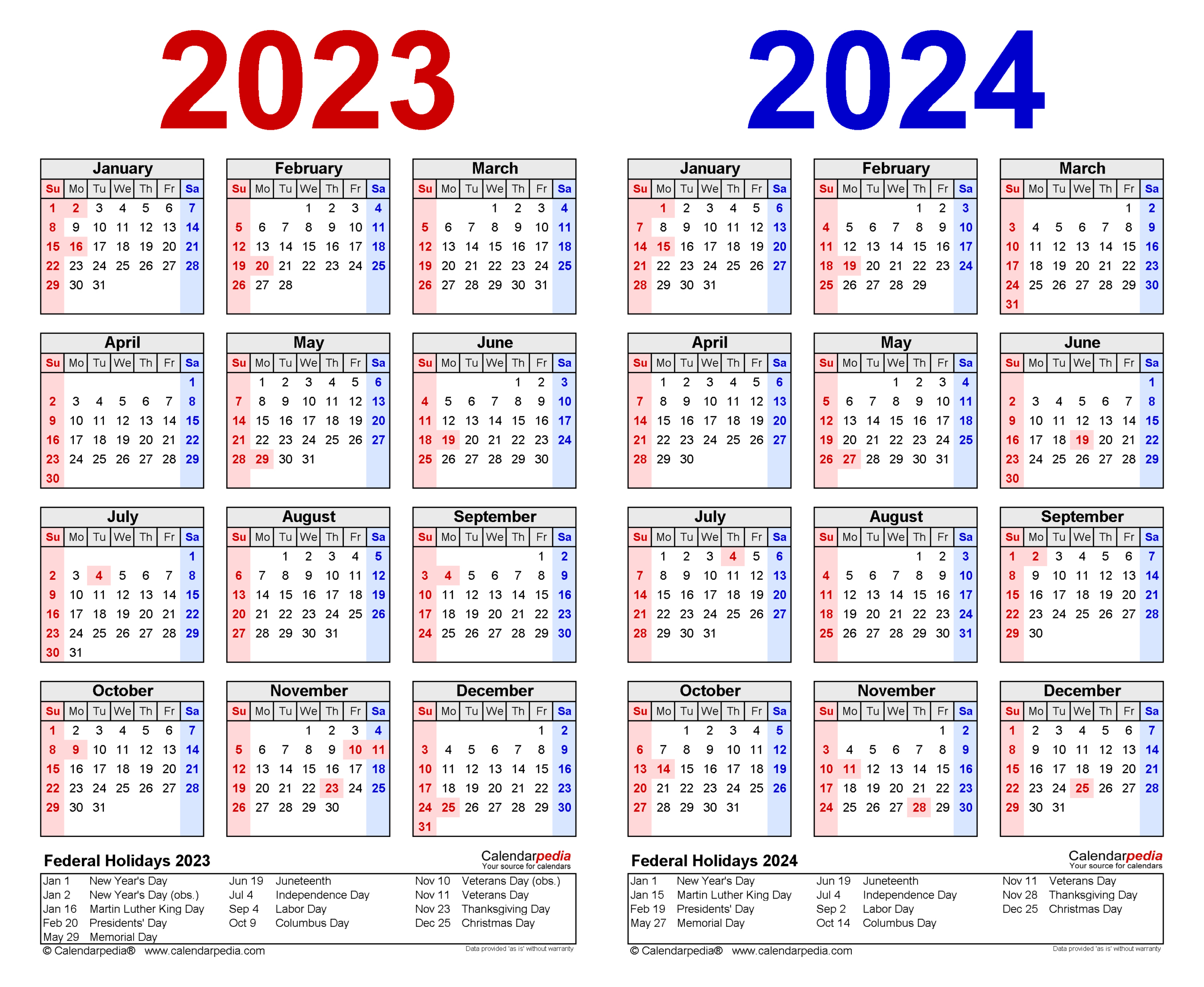 2023-2024 Two Year Calendar - Free Printable Pdf Templates | 2023 2024 Calendar Printable PDF