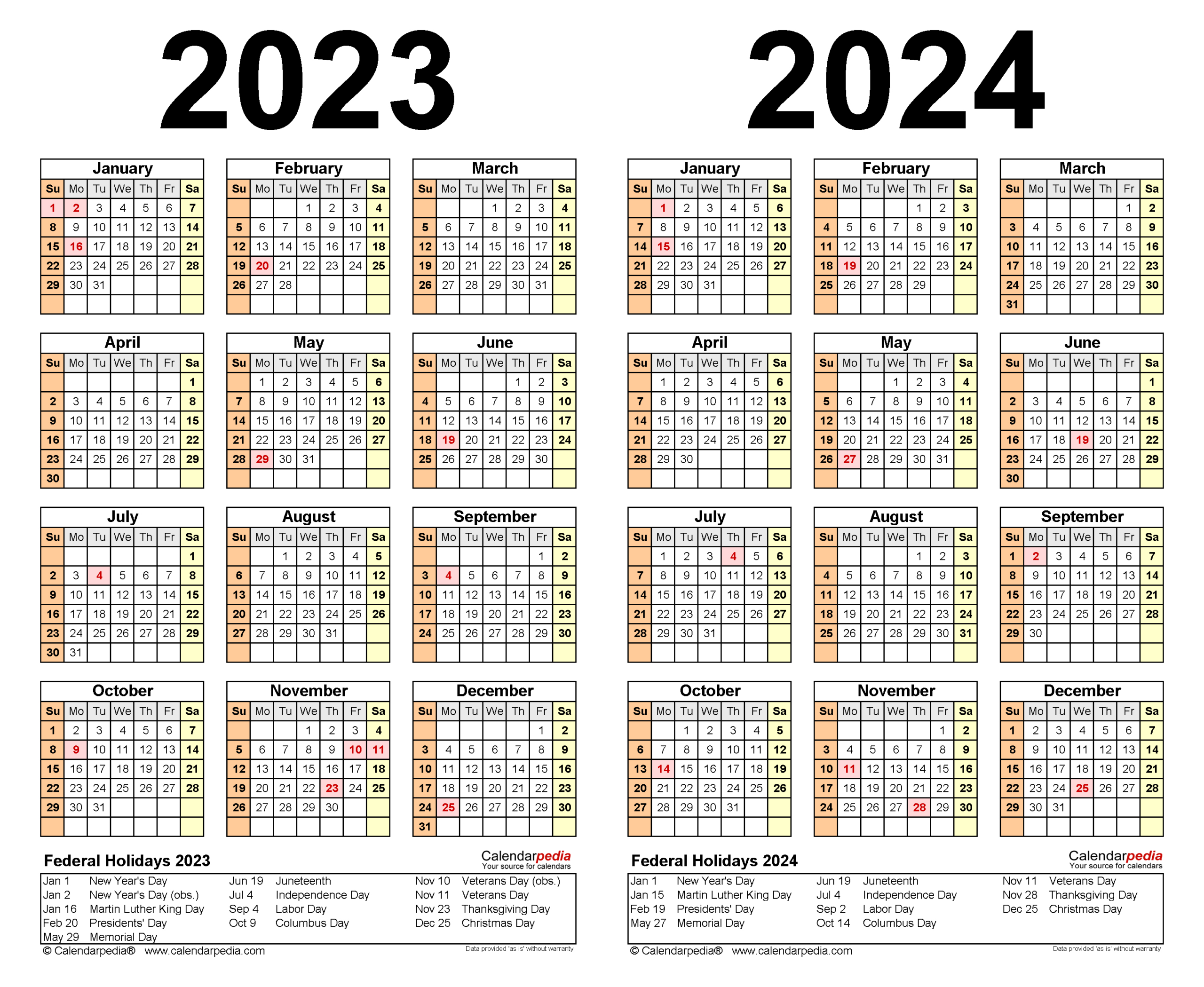 2023-2024 Two Year Calendar - Free Printable Pdf Templates | 2023 2024 Monthly Calendar Printable