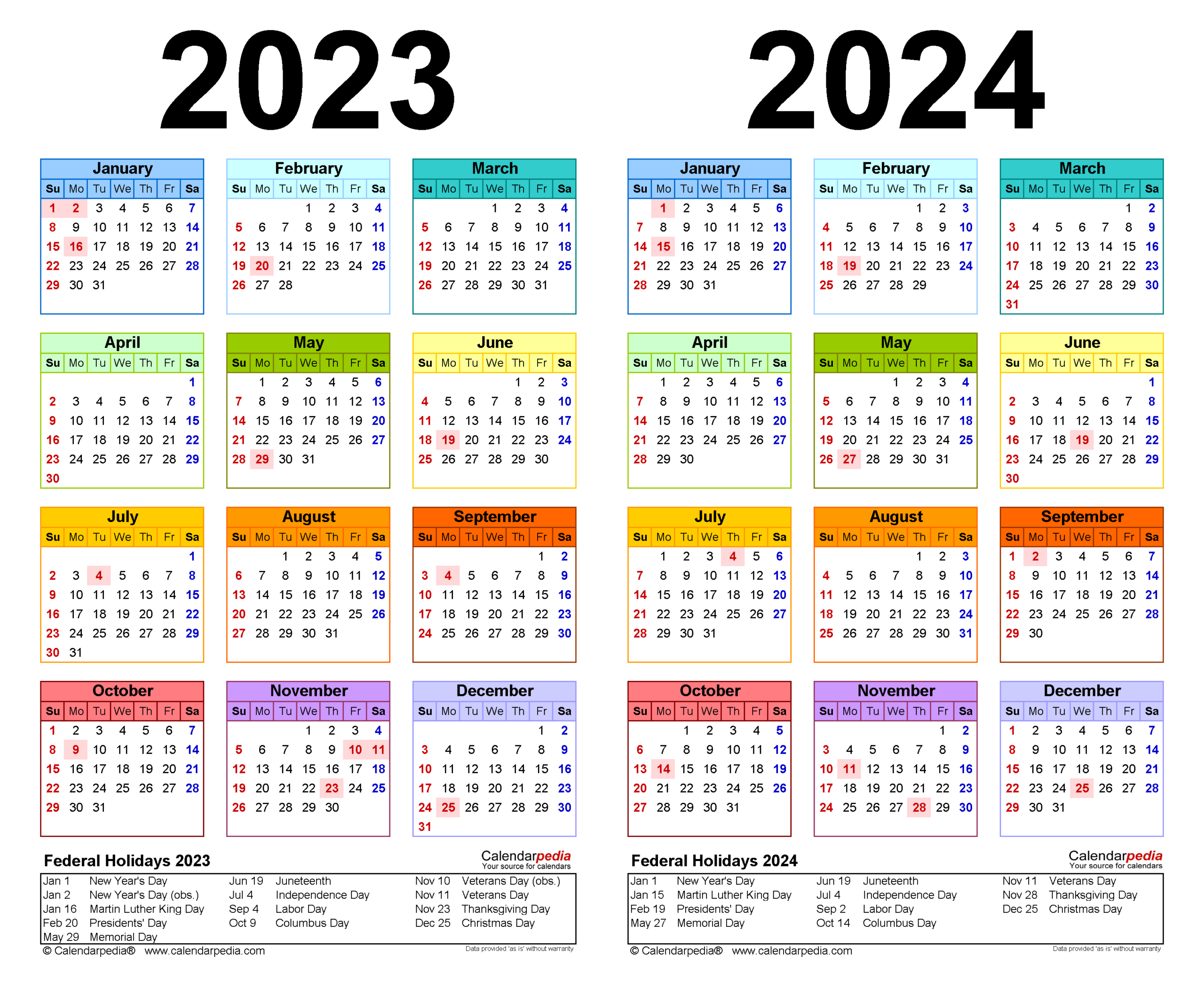 2023-2024 Two Year Calendar - Free Printable Pdf Templates | 2023 And 2024 Calendar With Holidays Printable Free