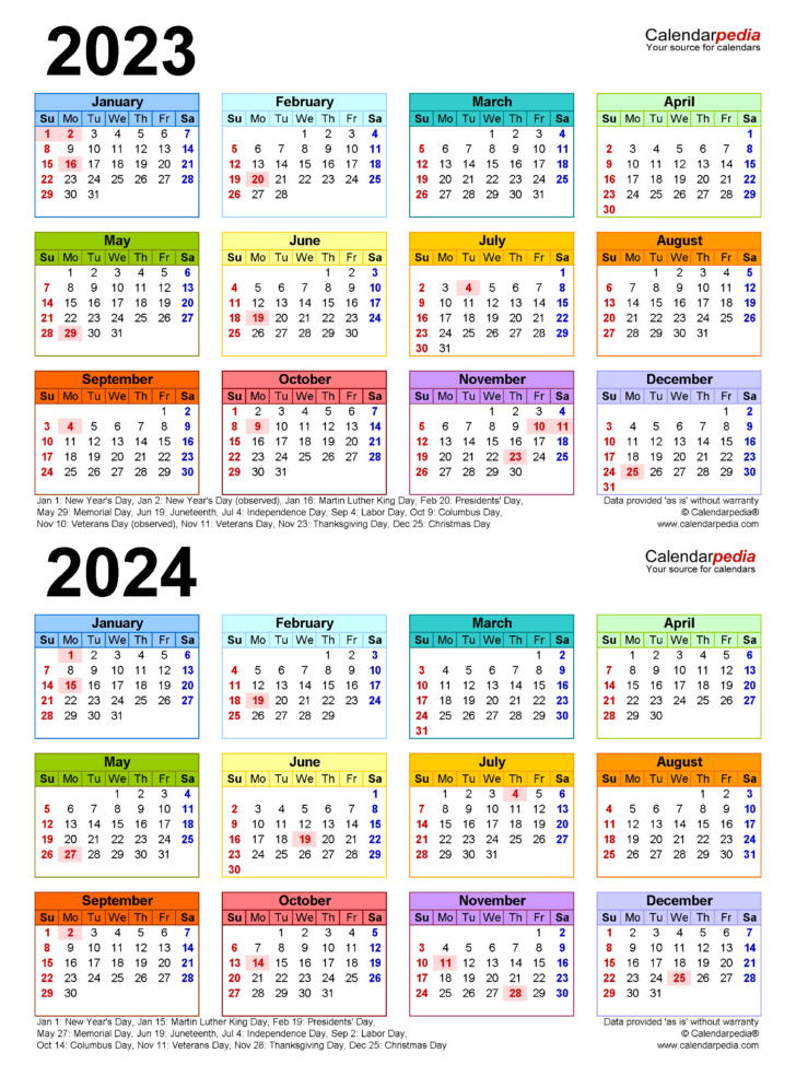 2023 Calendar 2024 Printable PDF Download | Calendar 2024