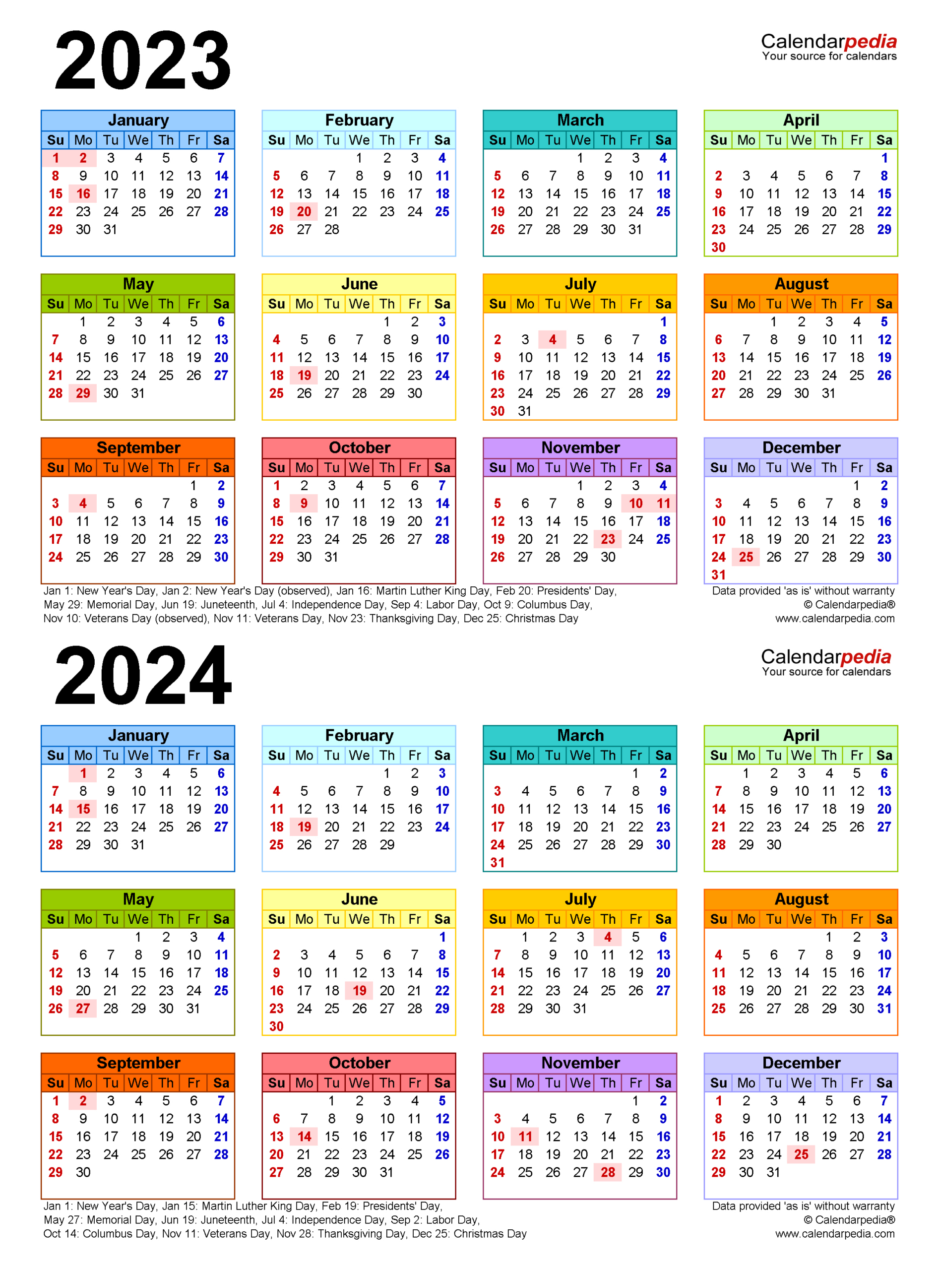 2023-2024 Two Year Calendar - Free Printable Pdf Templates | 2023 Calendar 2024 Printable PDF Download