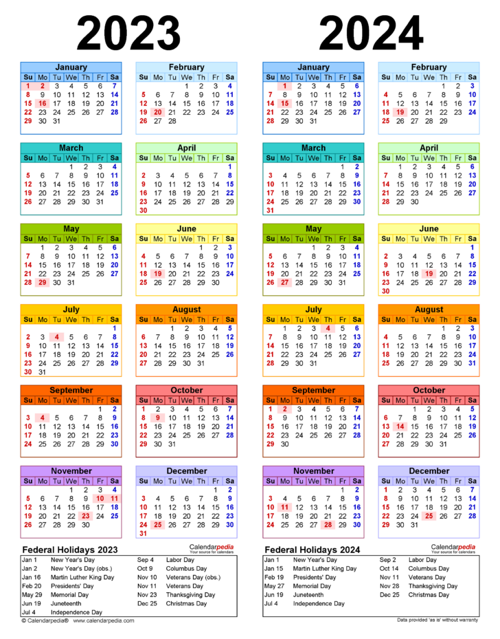 2023 Calendar 2024 with Holidays Printable Free | Calendar 2024