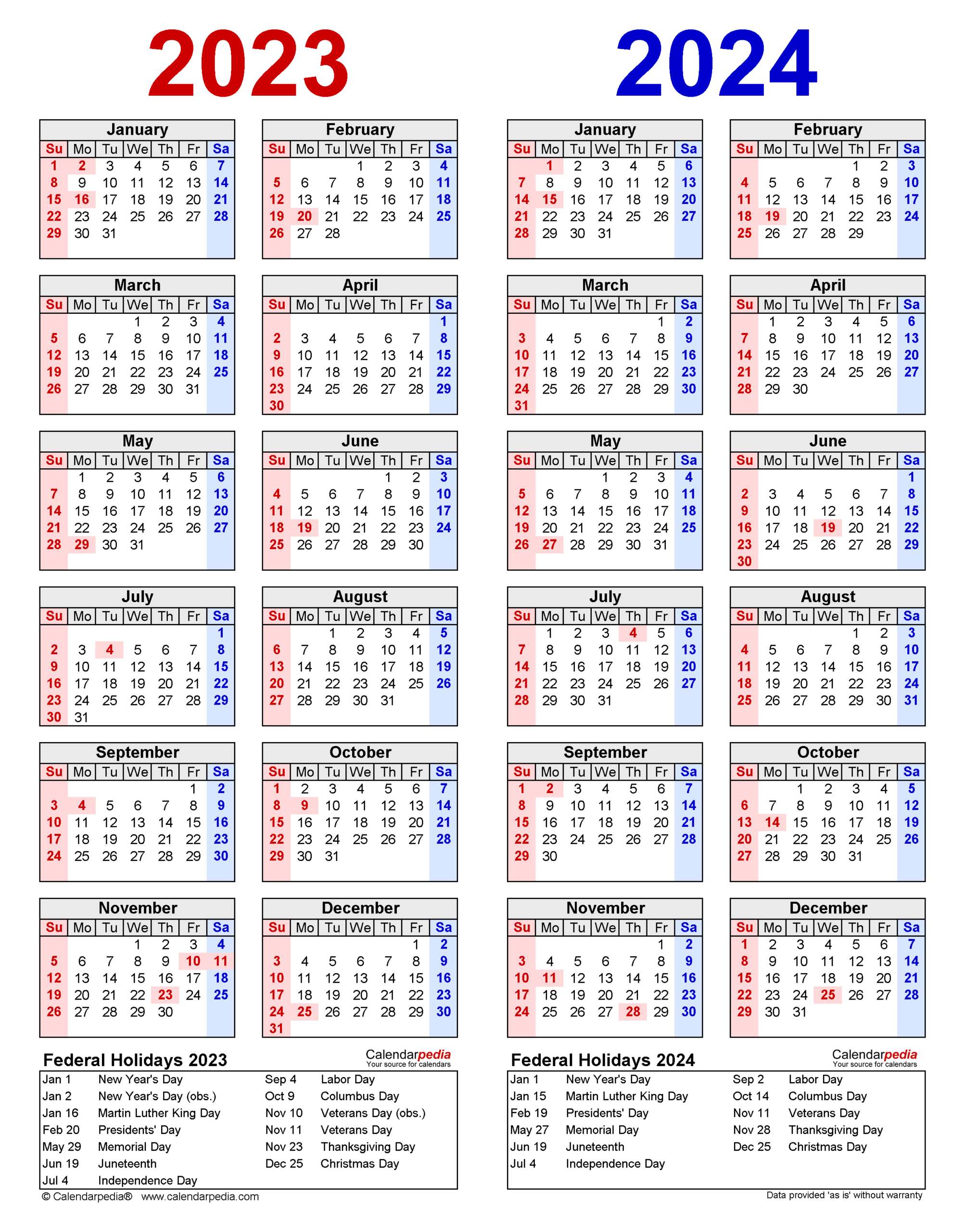 2023-2024 Two Year Calendar - Free Printable Pdf Templates |  Calendar 2024