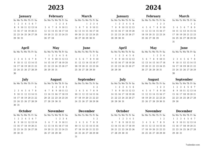 2 Year Printable Calendar 2023 and 2024 | Calendar 2024