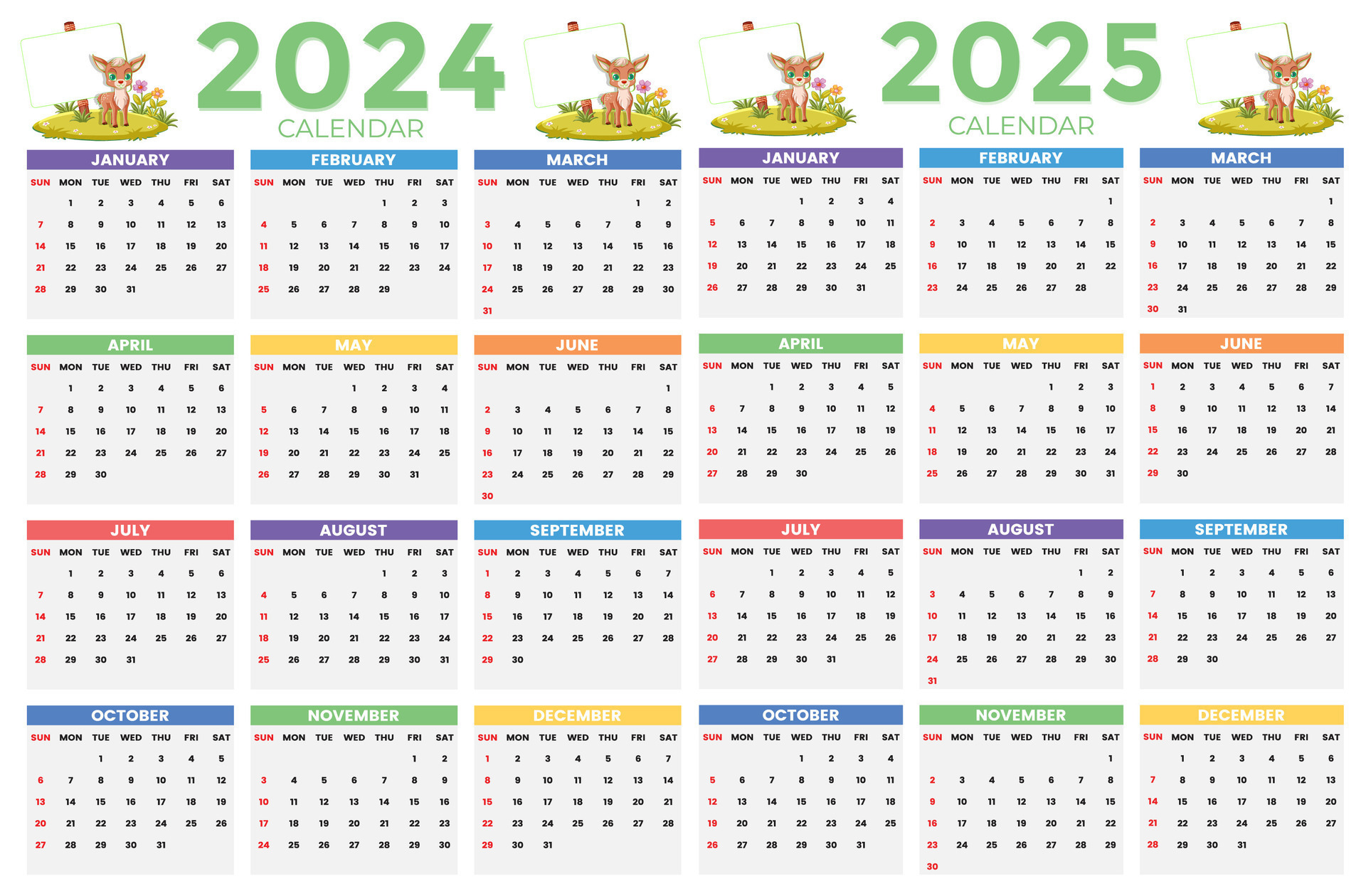 2024, 2025 Calendar Design Template For Happy New Year 28182891 | 2024 And 2025 Calendar With Holidays Printable