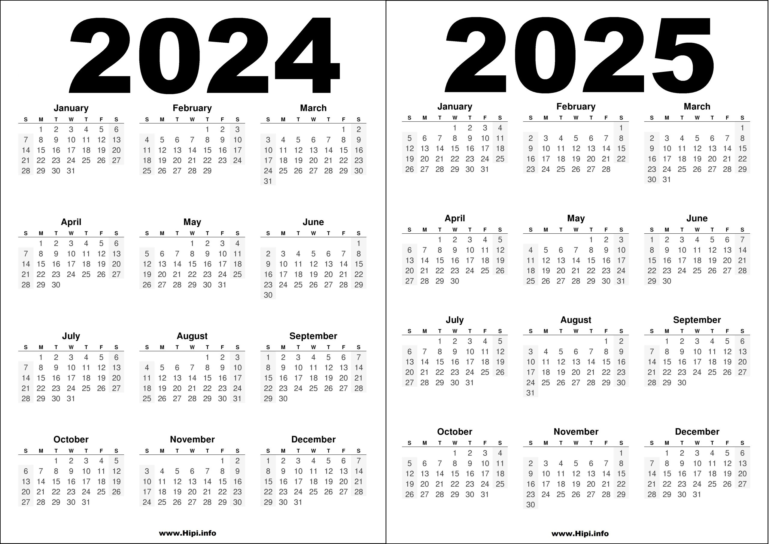 2024 Calendar 2025 Printable Free Download 