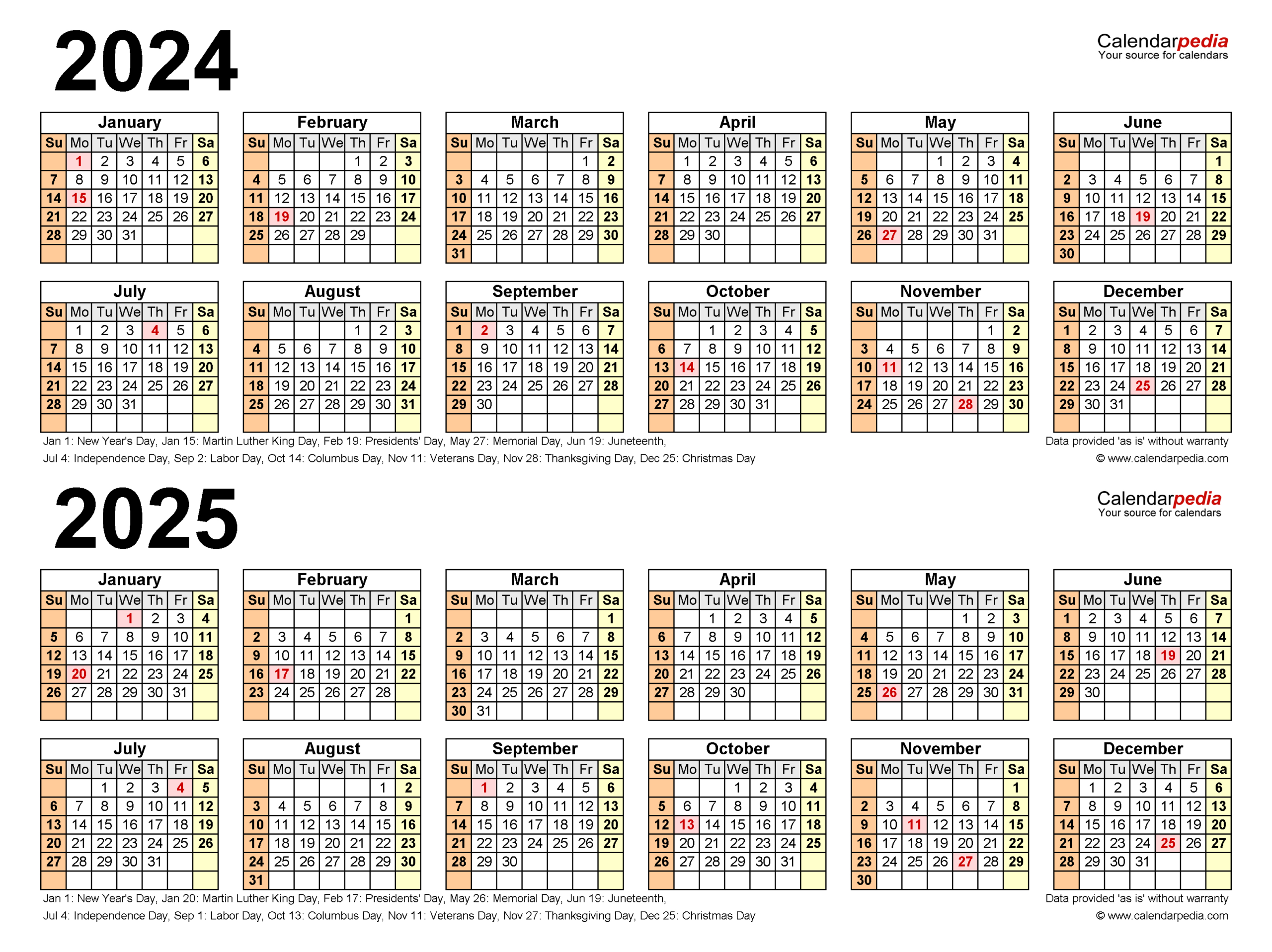 2024-2025 Two Year Calendar - Free Printable Pdf Templates |  Calendar 2024