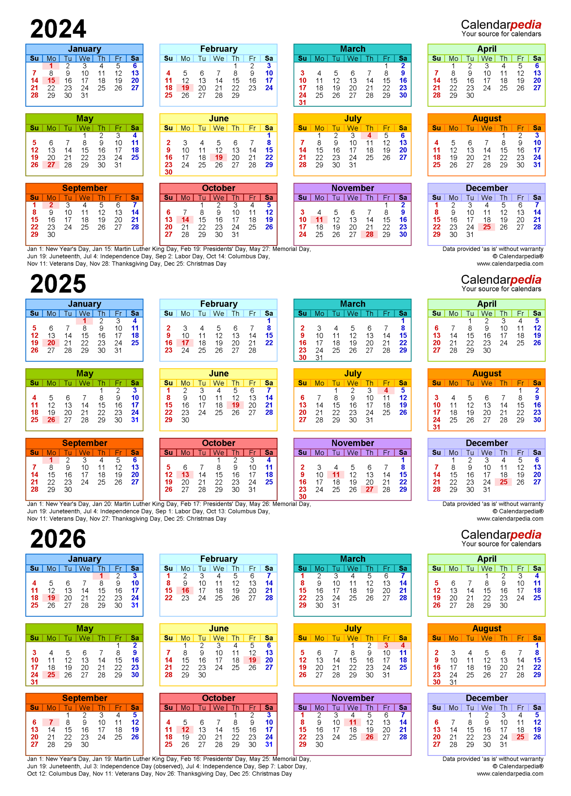 2024-2026 Three Year Calendar - Free Printable Pdf Templates |  Calendar 2024