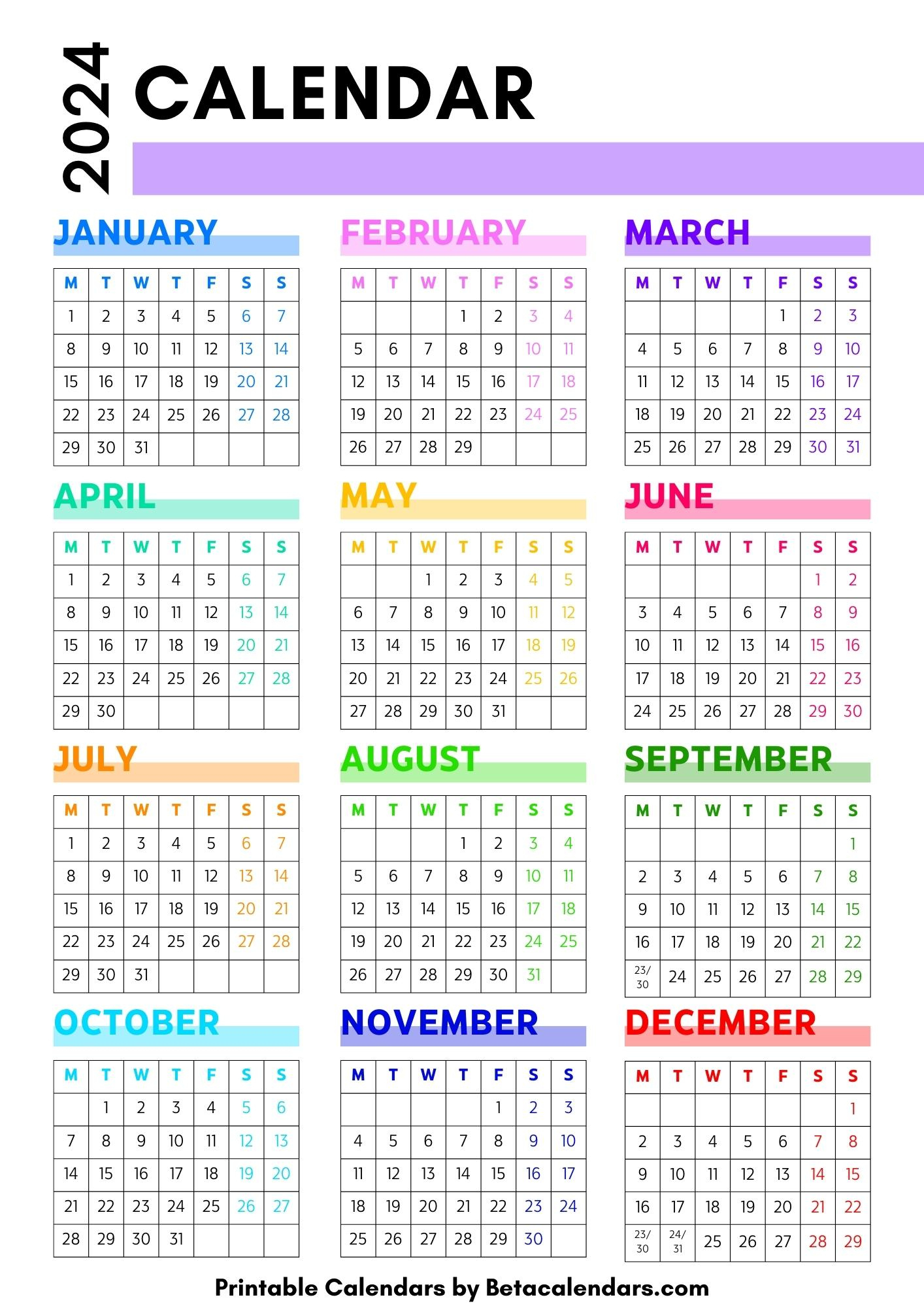 2024 Calendar - Beta Calendars |  Calendar 2024