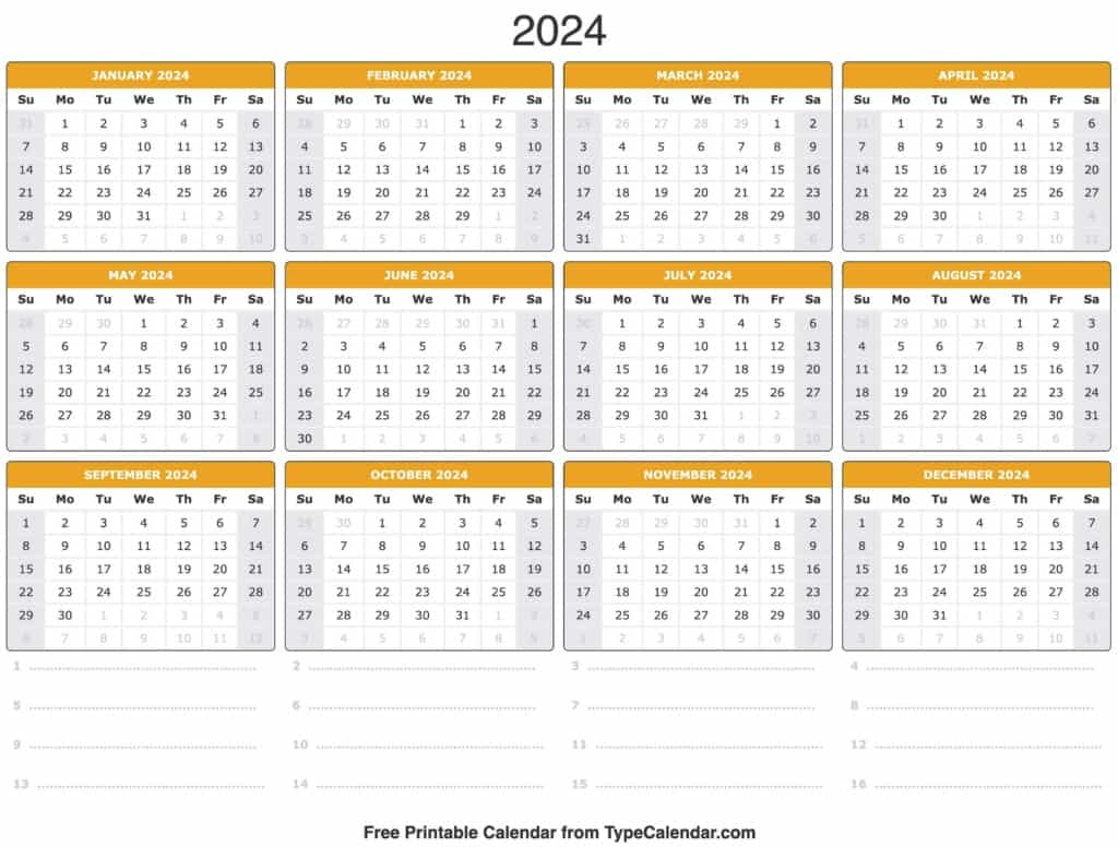 2024 Calendar: Free Printable Calendar With Holidays | 2024 Calendar Weeks Printable