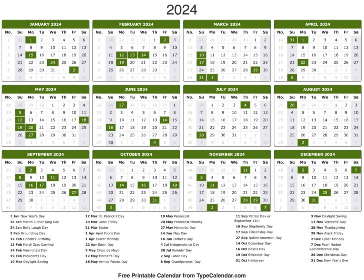 2024 Printable Calendar with Holidays | Calendar 2024