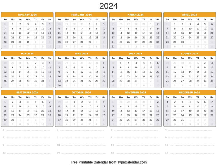 2024 Calendar Printable with Lines | Calendar 2024