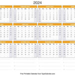 2024 Calendar: Free Printable Calendar With Holidays | Free Printable Yearly Calendar 2024 With Lines