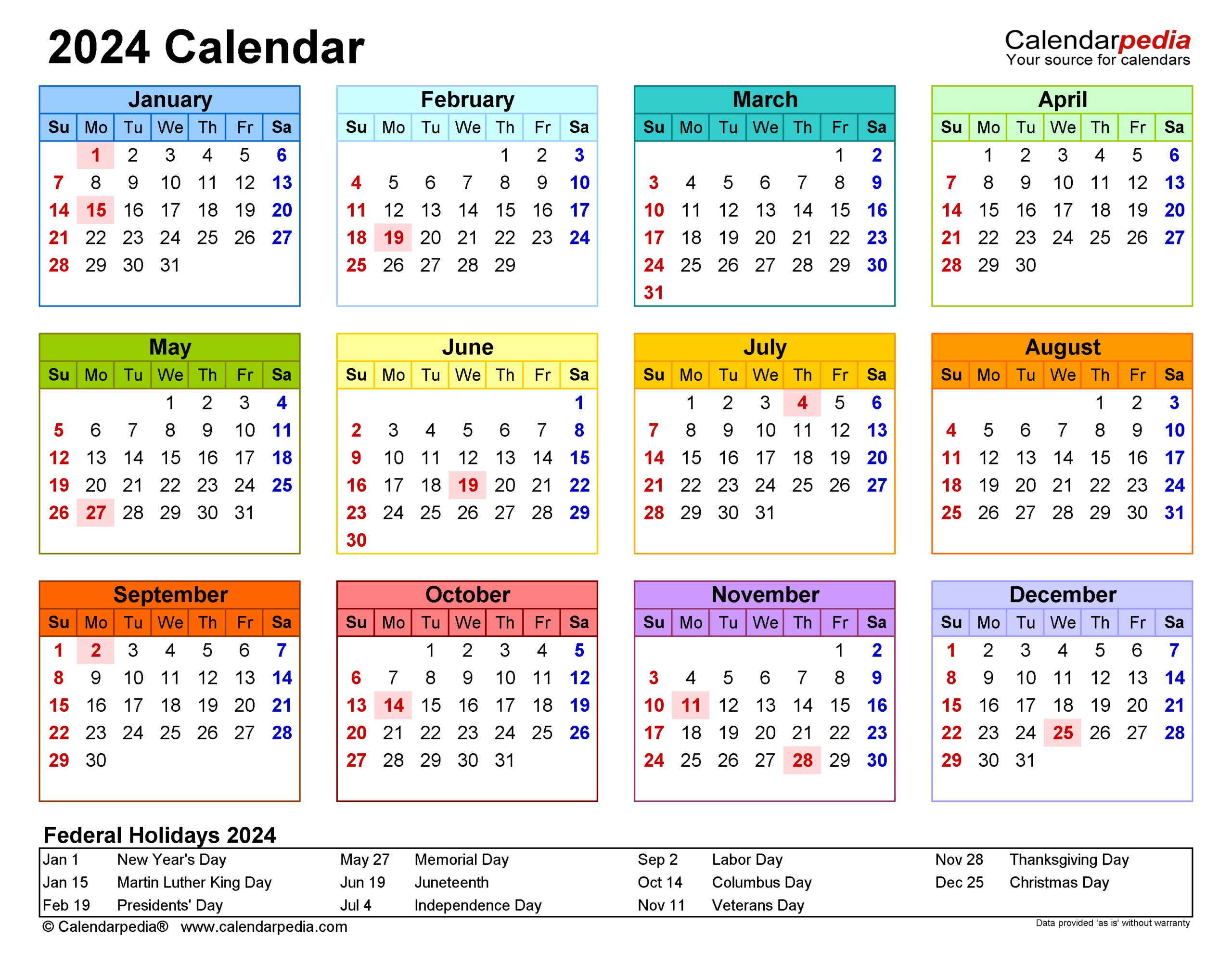 2024 Calendar - Free Printable Excel Templates - Calendarpedia | 2024 Calendar Excel Printable