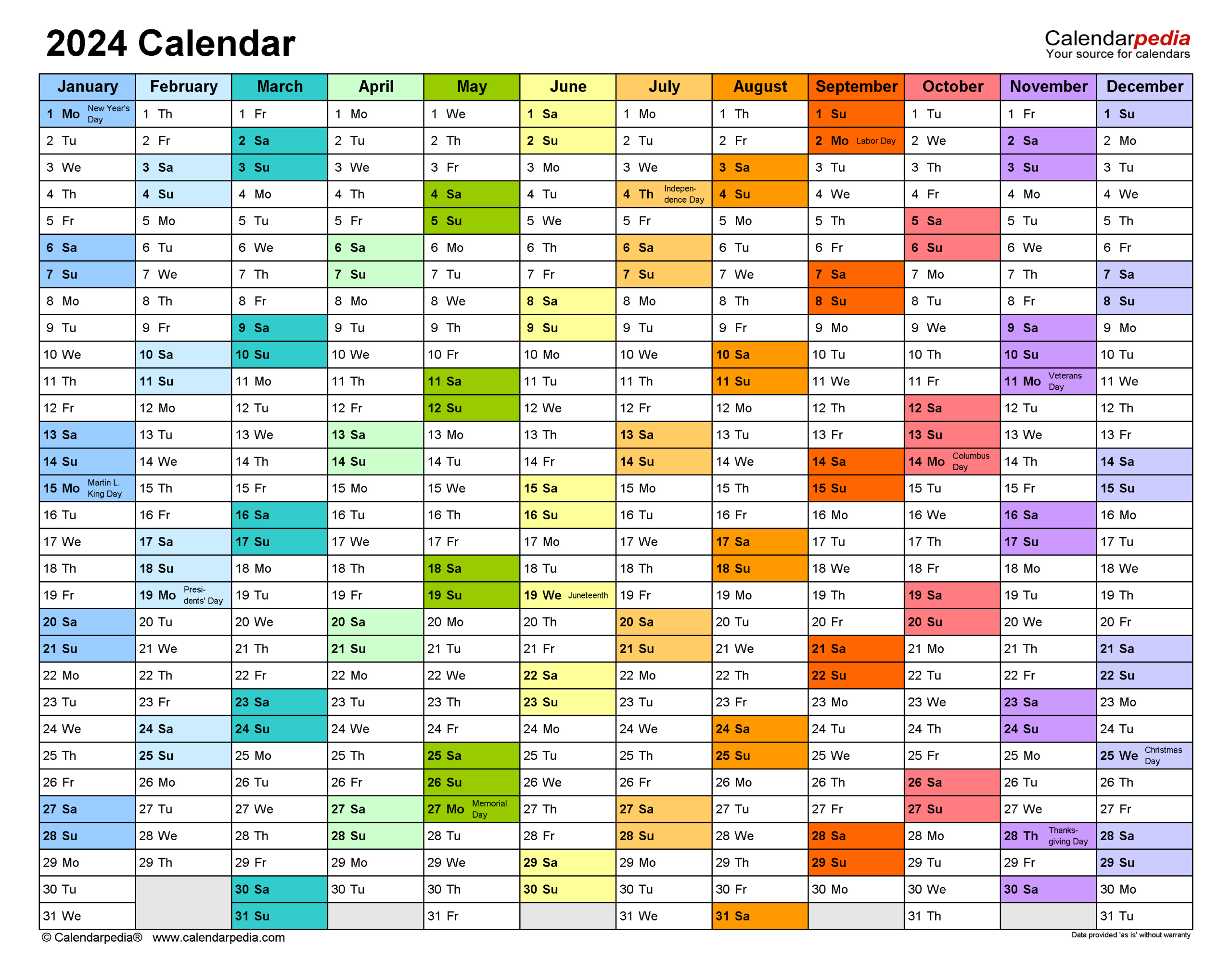 2024 Calendar - Free Printable Excel Templates - Calendarpedia |  Calendar 2024