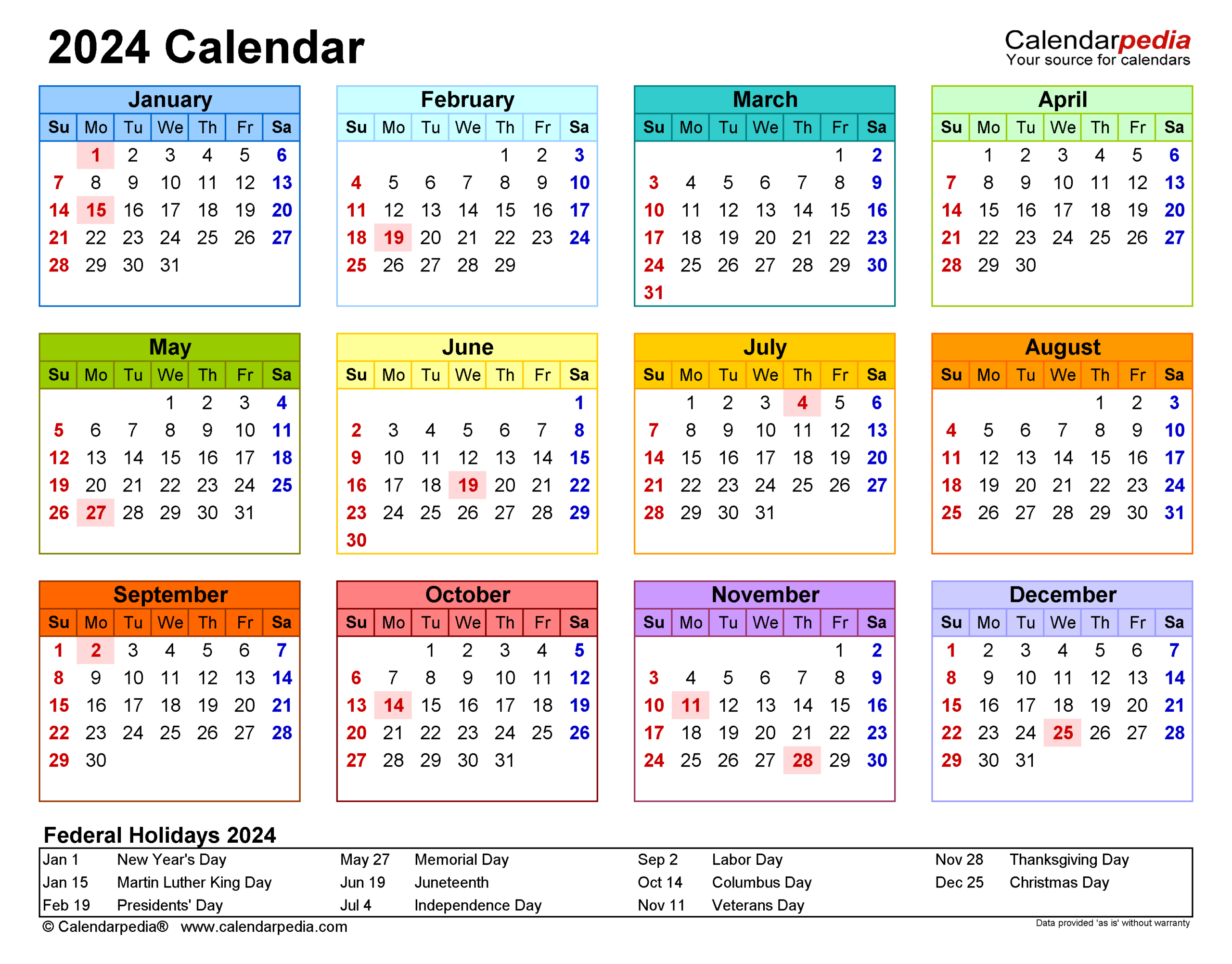2024 Calendar - Free Printable Excel Templates - Calendarpedia | Excel 2024 Calendar Printable