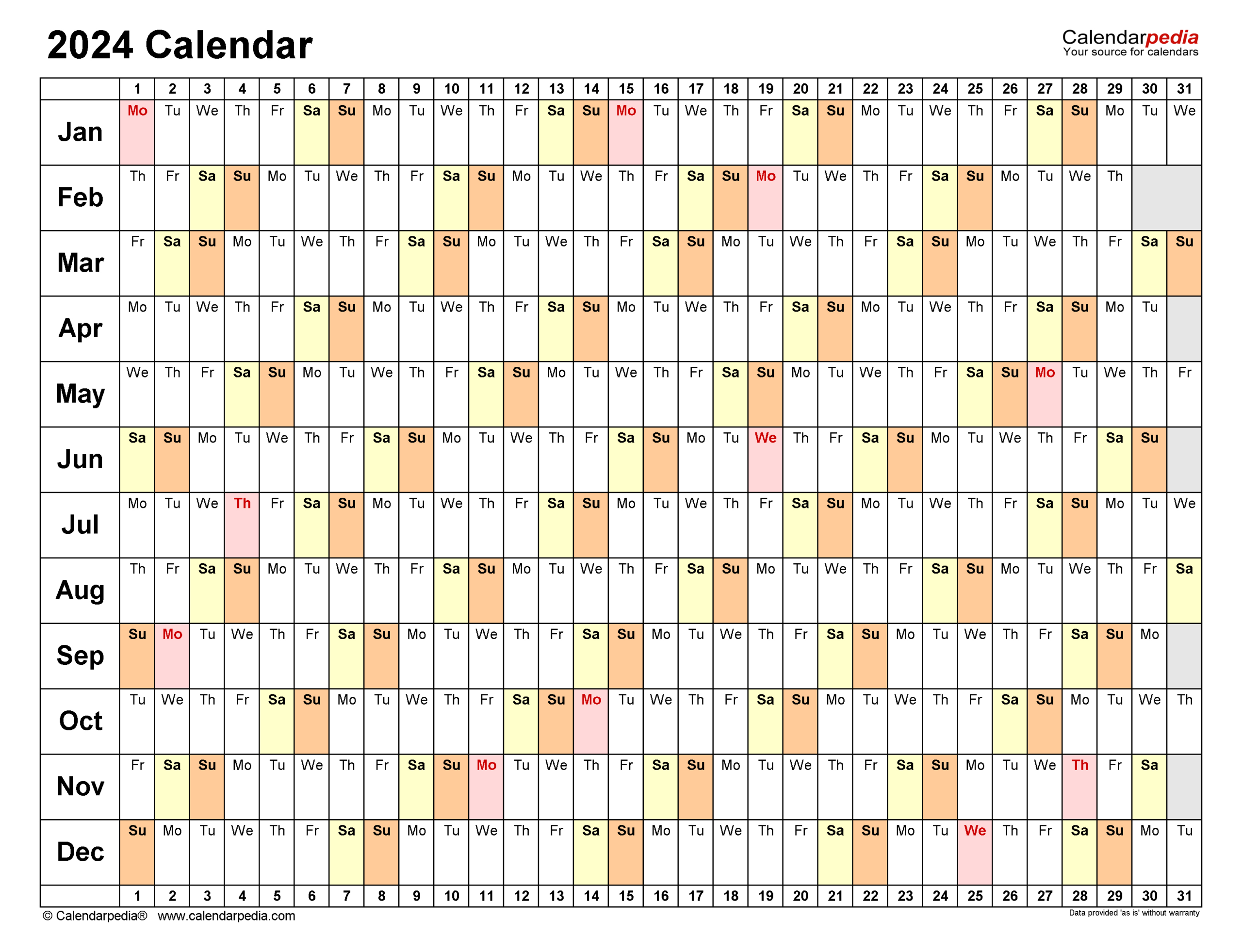 2024 Calendar - Free Printable Pdf Templates - Calendarpedia | 2024 Calendar Printable Calendarpedia