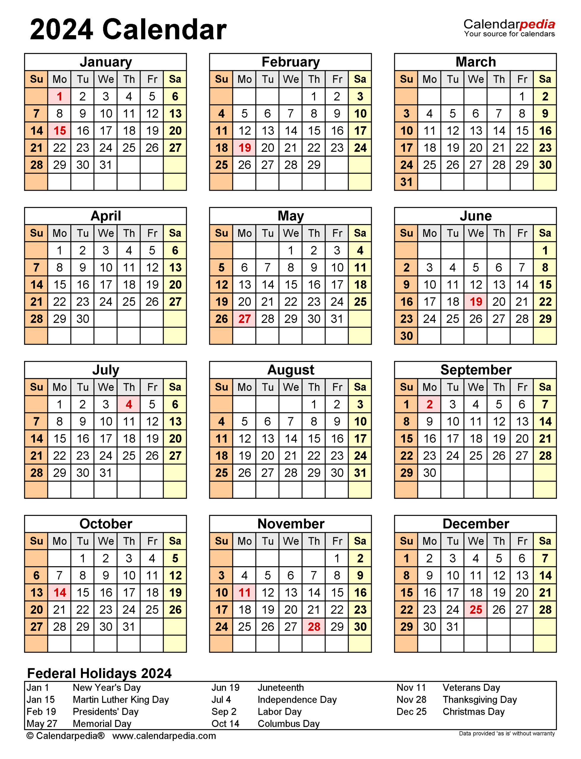 2024 Calendar Printable Calendarpedia | Calendar 2024 | Printable ...