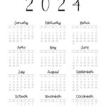 2024 Calendar Printable   Cute & Free 2024 Yearly Calendar Templates | 2024 At A Glance Calendar Printable