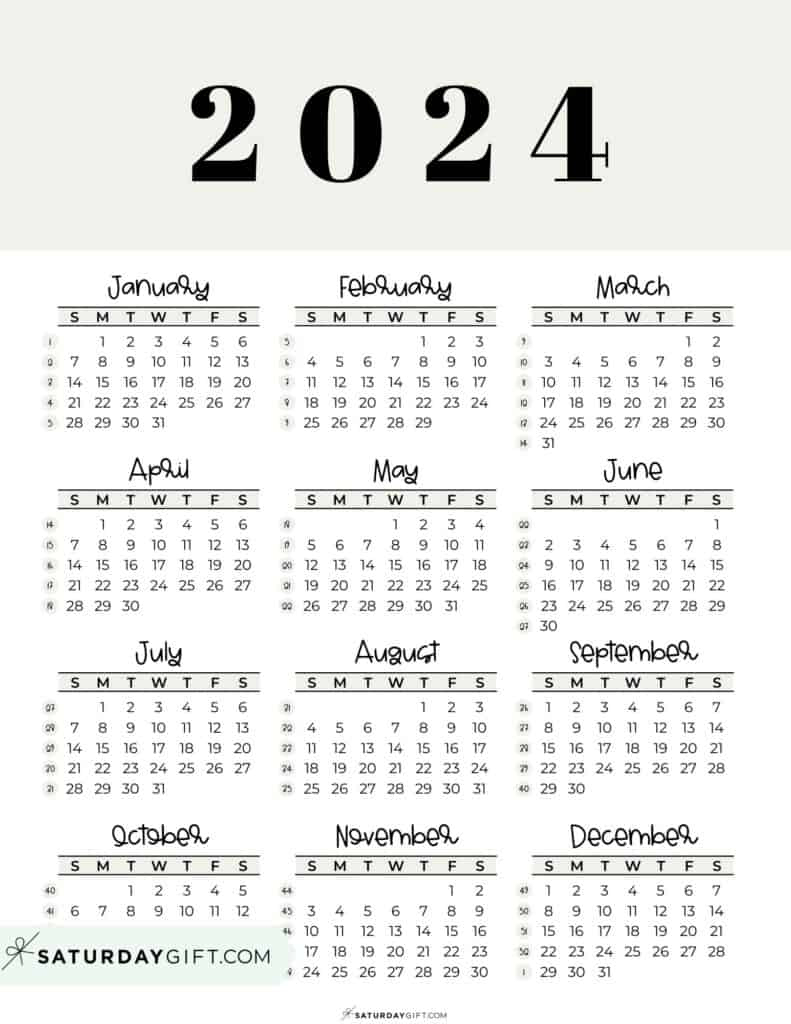 2024 Calendar Printable - Cute &amp;amp; Free 2024 Yearly Calendar Templates | 2024 Calendar With Weeks Printable