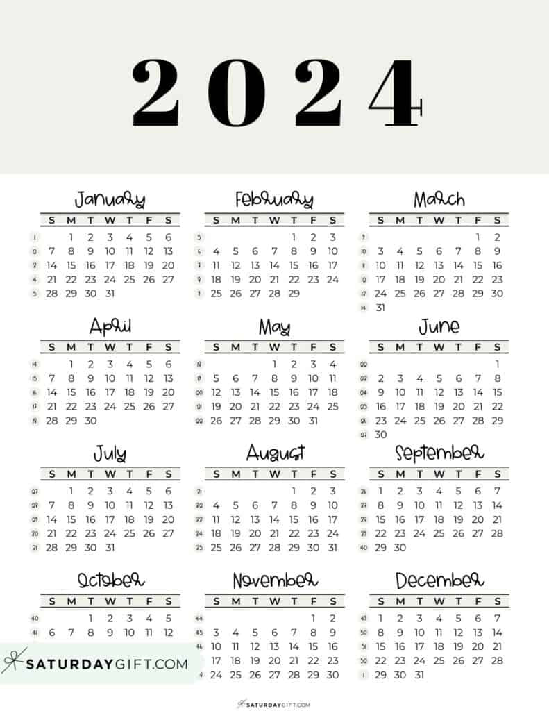 2024 Calendar Printable - Cute &amp;amp; Free 2024 Yearly Calendar Templates |  Calendar 2024