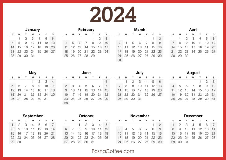 2024 Calendar One Page Printable PDF | Calendar 2024