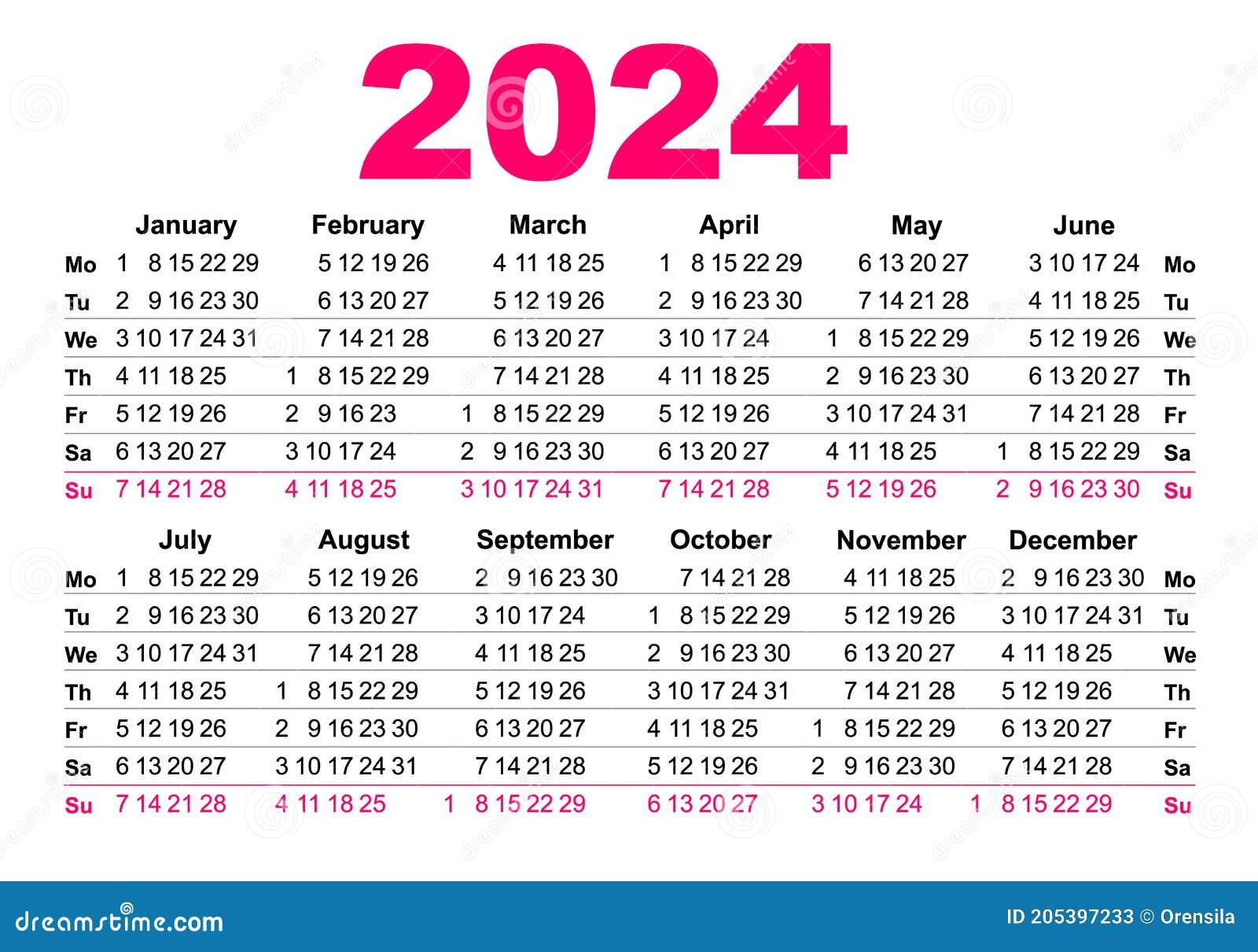 2024 Calendar Simple Grid. Business Calendar Template For Pocket | 2024 Pocket Calendar Printable