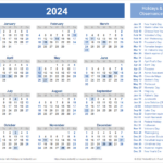 2024 Calendar Templates And Images | 2024 Holiday Calendar Usa Printable