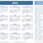 2024 Calendar Templates And Images | 2024 Printable Calendar With Holidays By Month