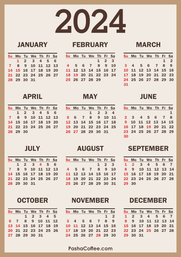 2024 Annual Calendar Printable Free | Calendar 2024