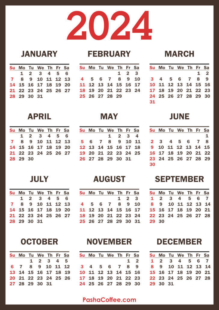 2024 Free Printable Monthly Calendar with Holidays | Calendar 2024