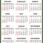 2024 Calendar With Holidays, Printable Free, Vertical, Green | 2024 At A Glance Calendar Printable