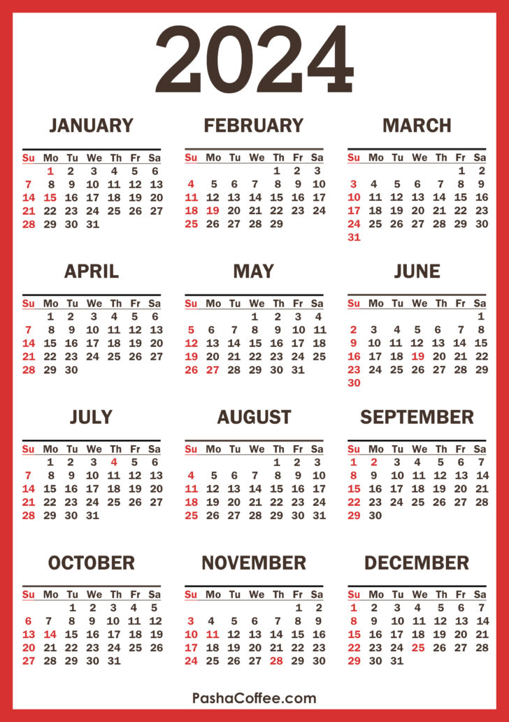 2024 Printable Calendar Year at a Glance | Calendar 2024